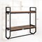 Rustic Brown Wall Mounted Bathroom Shelf with Towel Bar Modern 2 Tier Over Toilet Storage Rack